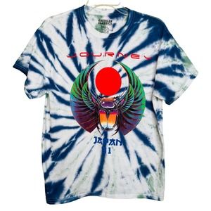 American Classics Journey Band T-Shirt Blue White Tie Dye Small